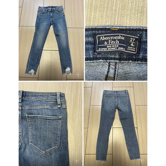 streetwear Abercrombie & Fitch super skinny jeans sz 4/27R distress stretch - Picture 1 of 9
